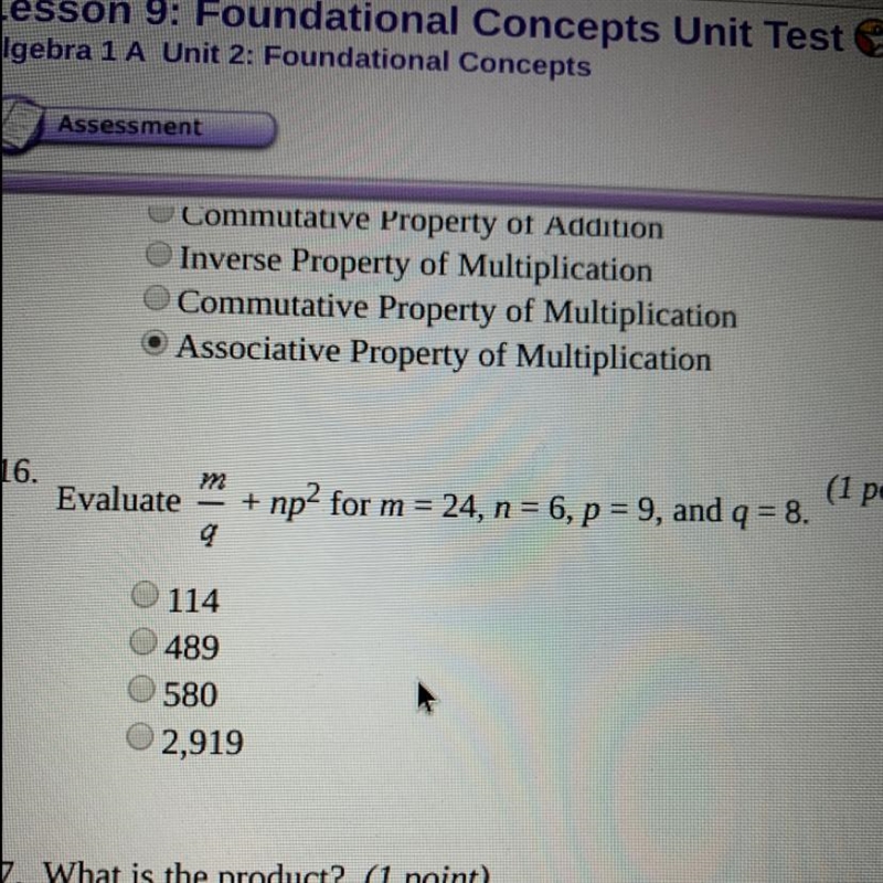 Evaluate M/q + np2 for m = 24, n = 6, p = 9, and q = 8.-example-1