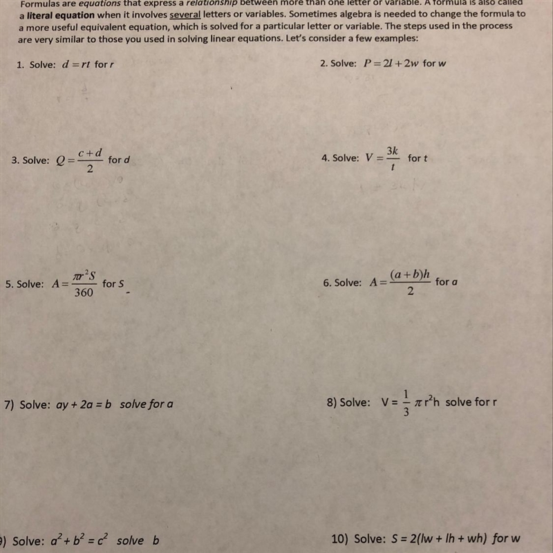 Need Help Solving Literal Equations - 10 Problems-example-1