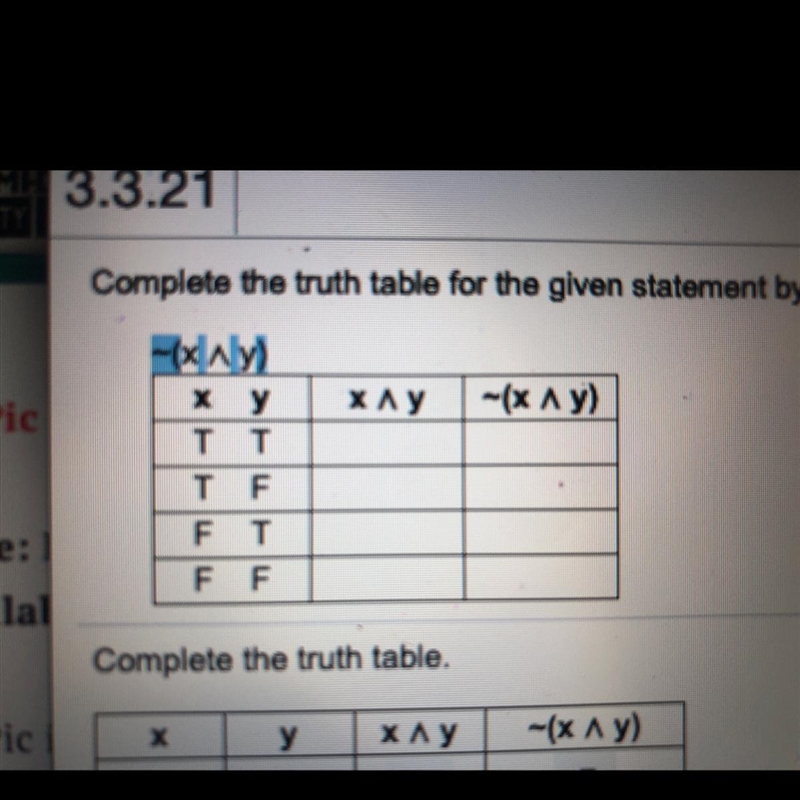 Complete the truths table-example-1