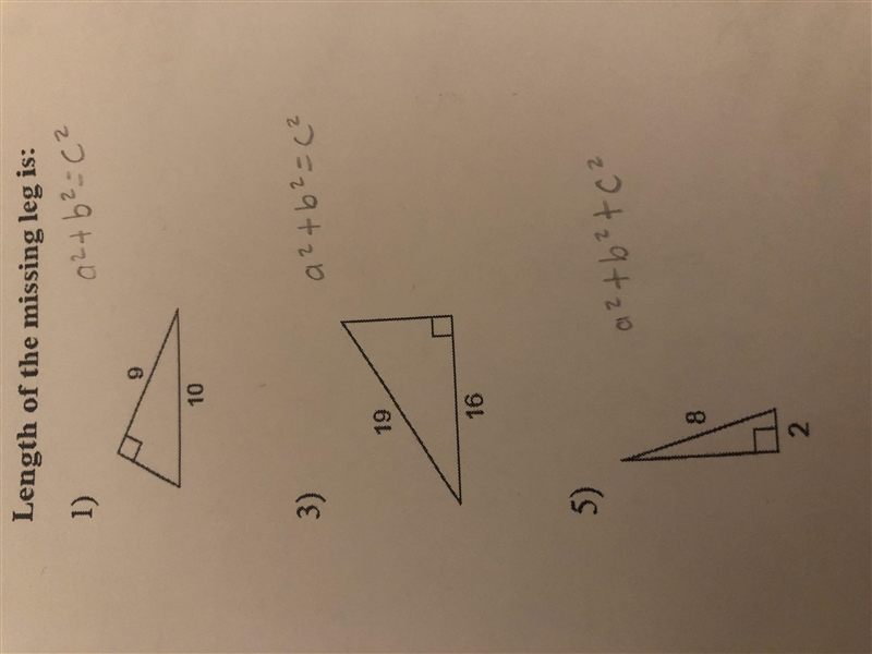 Length of the missing leg is: Pythagorean theorem - Integers - Find the missing leg-example-1