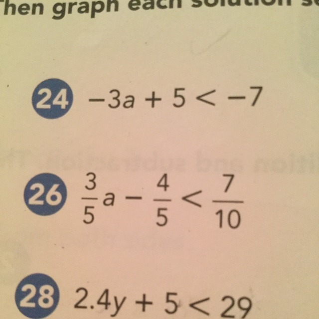 24,26 and 28 please. Solve each inequality using the four operations.-example-1