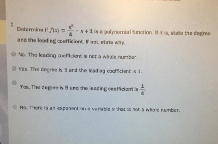 Determine if this is a polynomial function !!!! HELP PLEASE!!!! A-B-C-D???-example-1