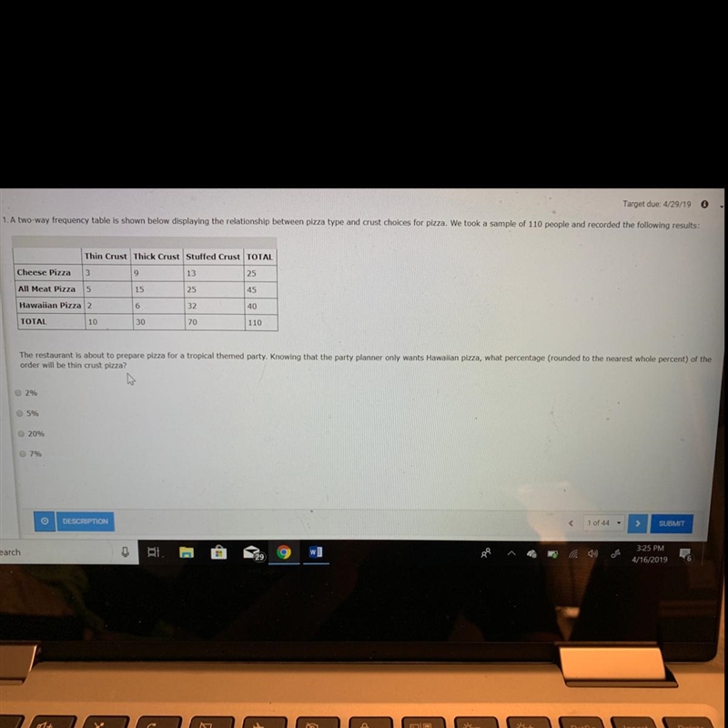 A two Way frequency table is shown below displaying the relationship between pizza-example-1