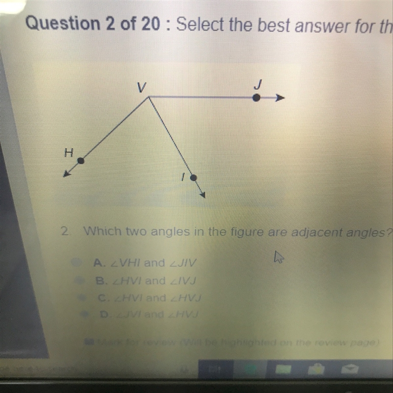 Which two angles in the figure are adjacent angles?-example-1