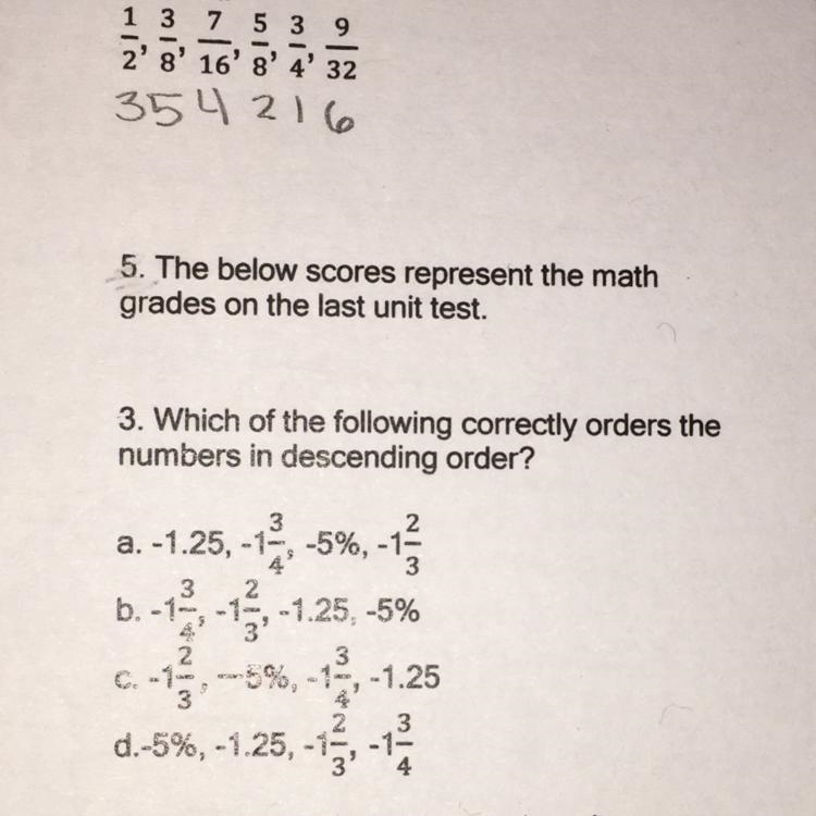 Which of the following correctly orders the numbers in desending order-example-1