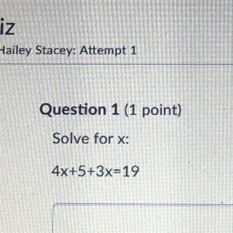 Solve for x. 4x + 5 + 3x= 19-example-1