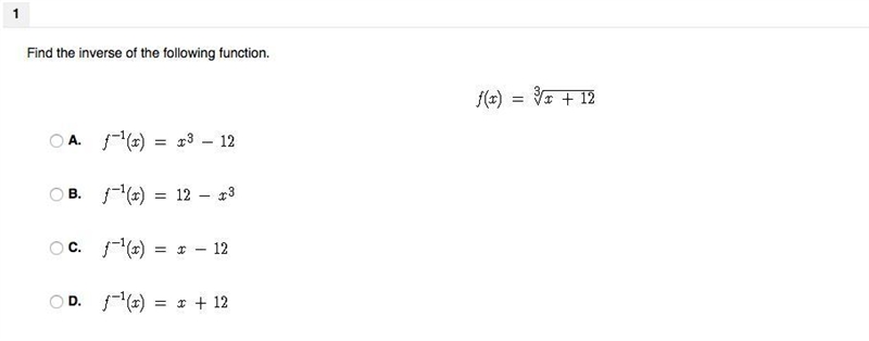 Find the inverse of the following function.-example-1