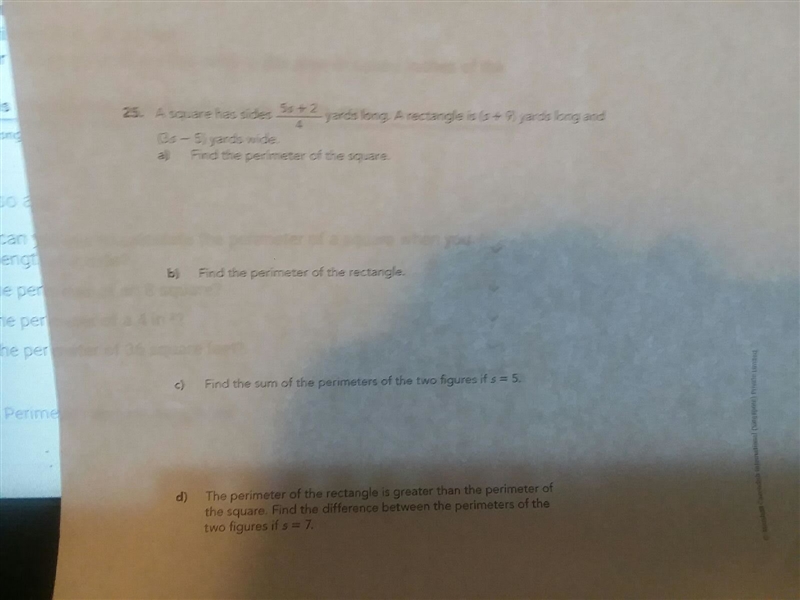 25 pts to who ever can help with this question: A. Find the perimeter of the square-example-1