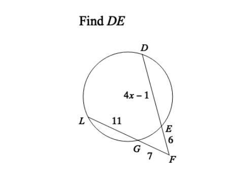 Find the measure of the line segment DE. A) 15 B) 13 C) 21 D) 18-example-1