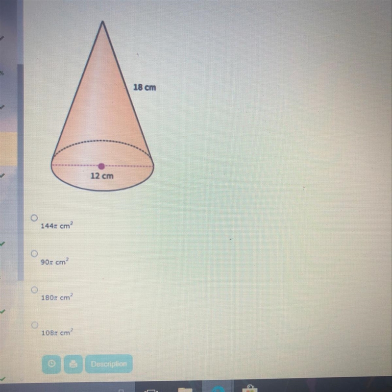 Find the surface area of the come in terms of pi.-example-1