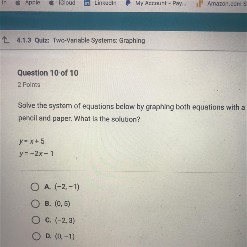 Solve the system of equations below by graphing both equations with a pencil and paper-example-1