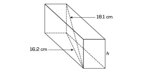 A rectangular prism has a diagonal of 18.1 cm and its base has a diagonal of 16.2 cm-example-1