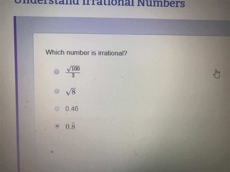 Which number is irrational?-example-1