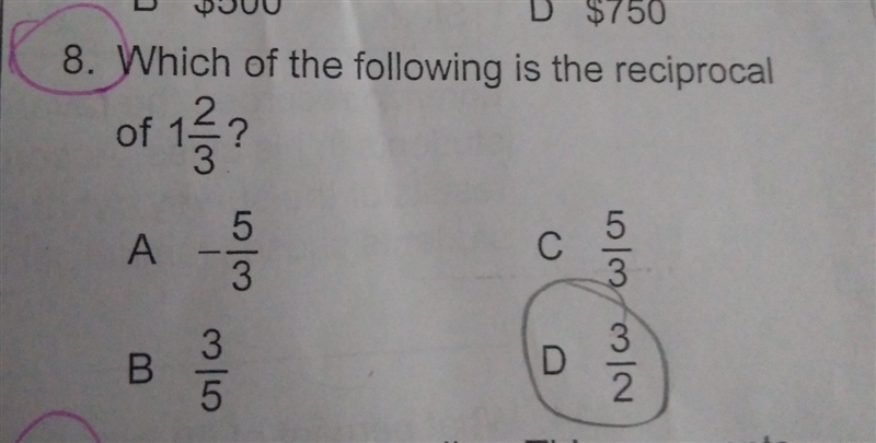 Which of the following is the reciprocal of 1 2/3-example-1