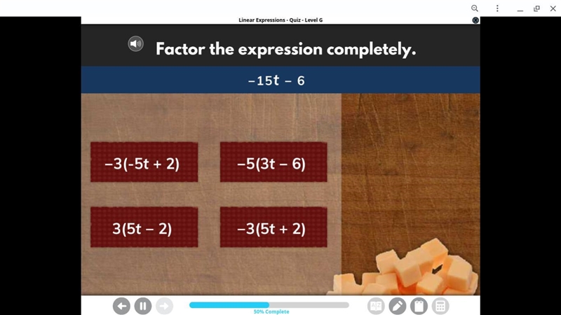 Factor the expression completely -15t-6-example-1