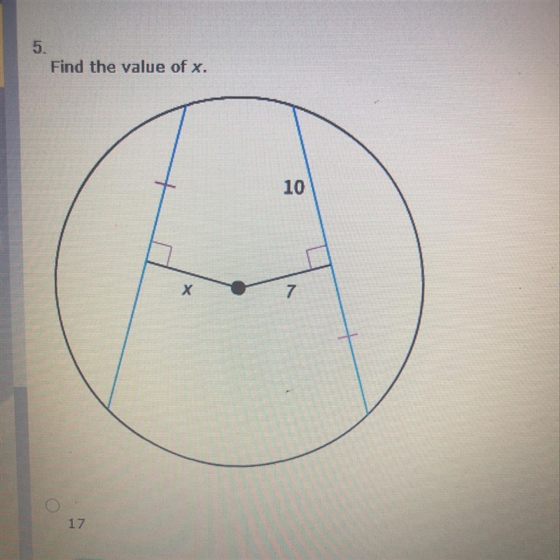 Find the value of x. Answer options: 17, 7, 14, 10-example-1