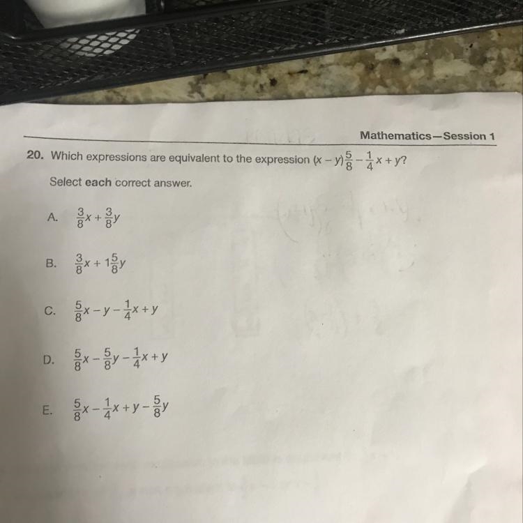 Which expressions are equivalent to the expression...-example-1