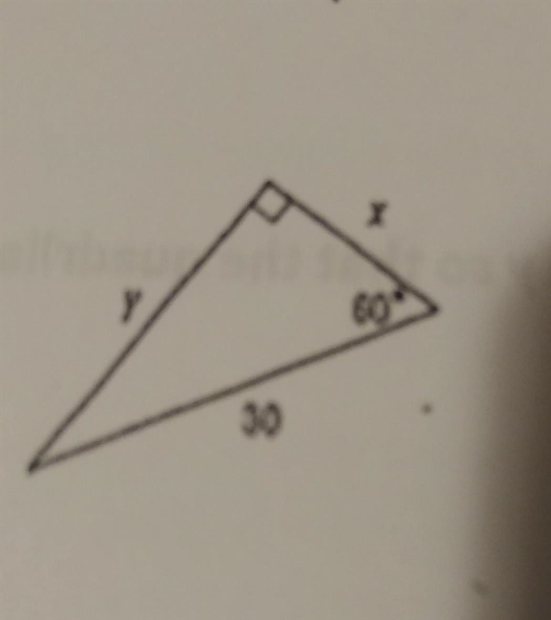 Find x and y for a triangle with 60° and 30​-example-1