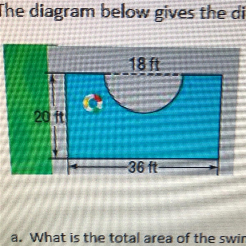 The diagram below gives the dimensions of a swimming pool. - 18 ft What is the total-example-1