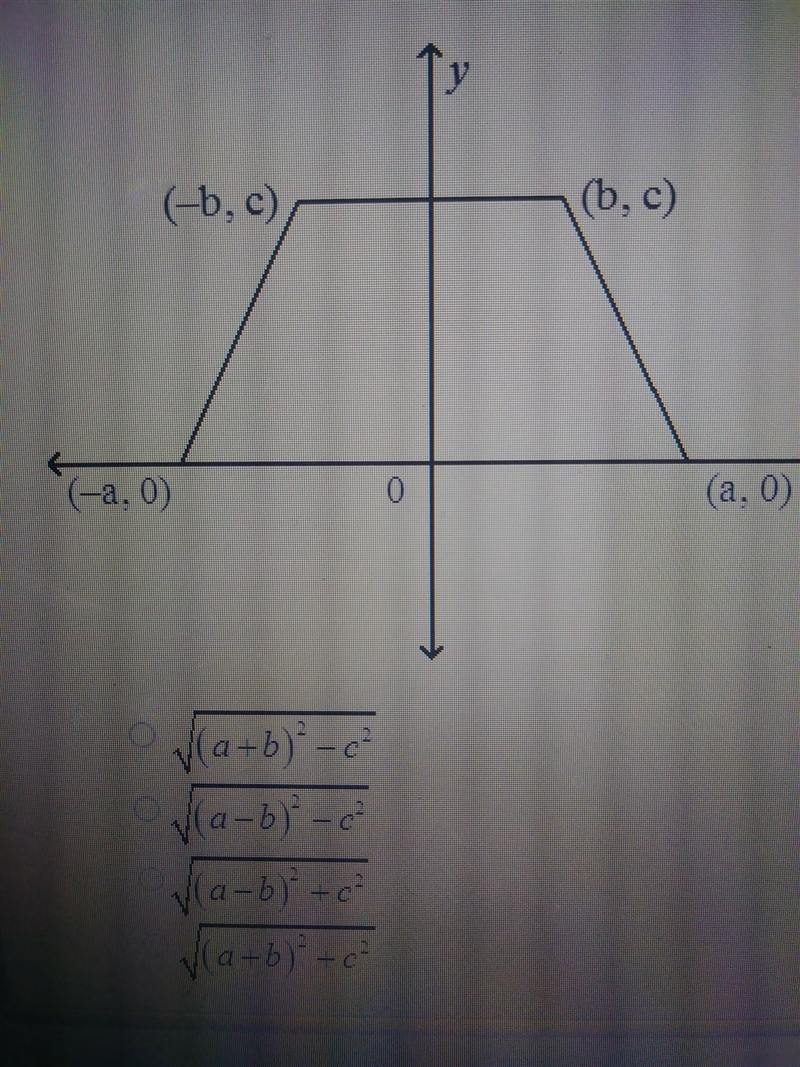 Which of the following represents the length of a diagonal of this trapezoid?-example-1