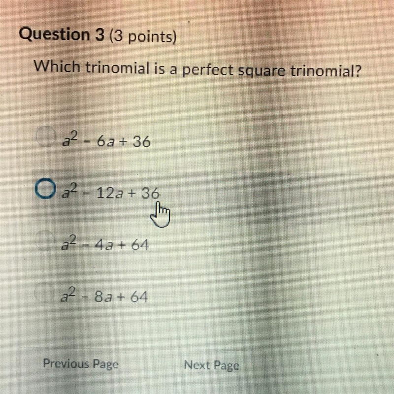 Which trinomial is a perfect square trinomial?-example-1