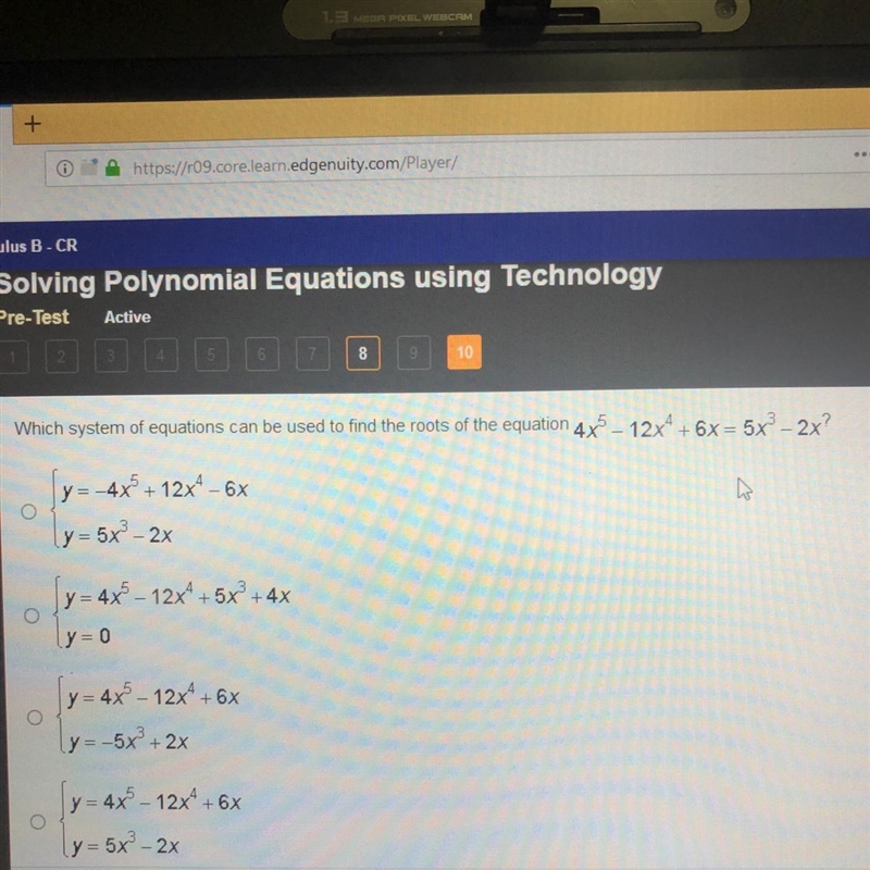 Which system of equations can be used to find the roots of the equation 4x5 - 12x-example-1