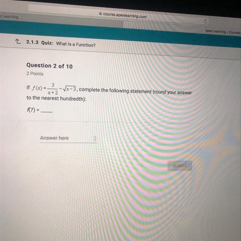 Complete the following statement ( round your answer to the nearest hundredth) f(7)=-example-1