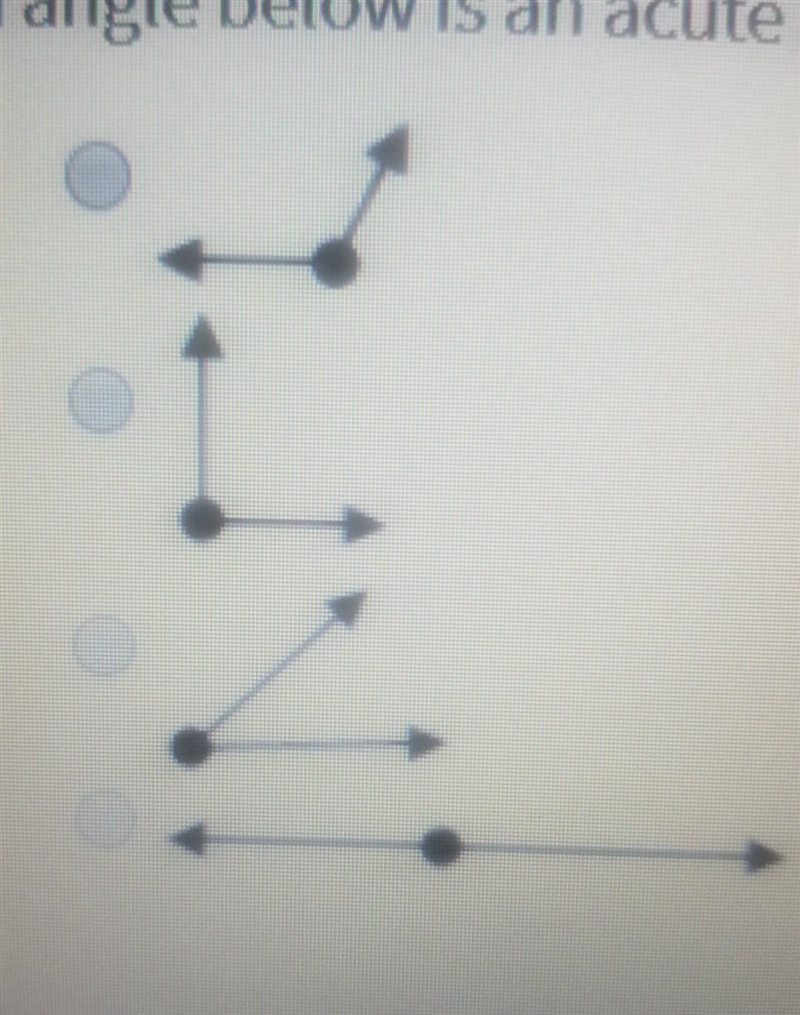 Which angle below is an acute angle A. B. C. D.​-example-1