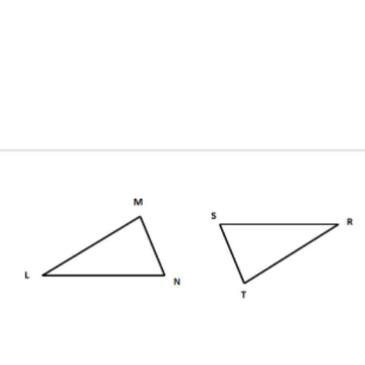 Which correspondences are equivalent to ΔLMN ≅ ΔRST? A) ΔMNL ≅ ΔSTR and ΔLNM ≅ ΔRTS-example-1