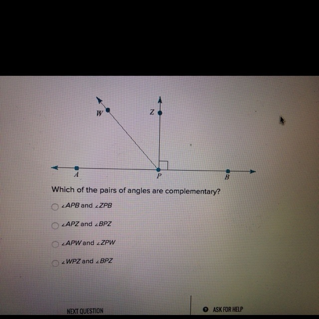 Which of the pairs or angles are complementary?-example-1