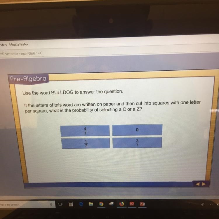 What’s the probability of a C or a Z-example-1