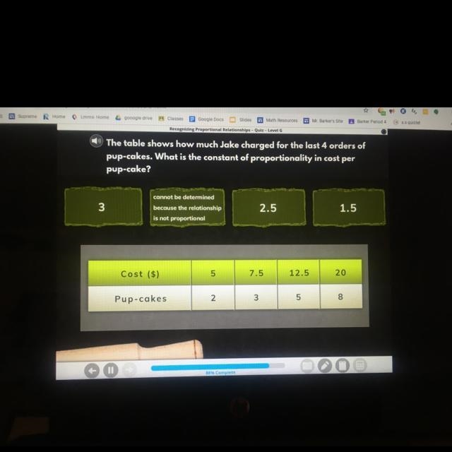 the table shows how much jake charged for the last 4 orders of pup cakes. what is-example-1