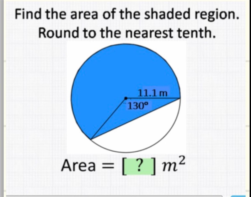 Find the area of the shaded region. Round to the nearest tenth.-example-1