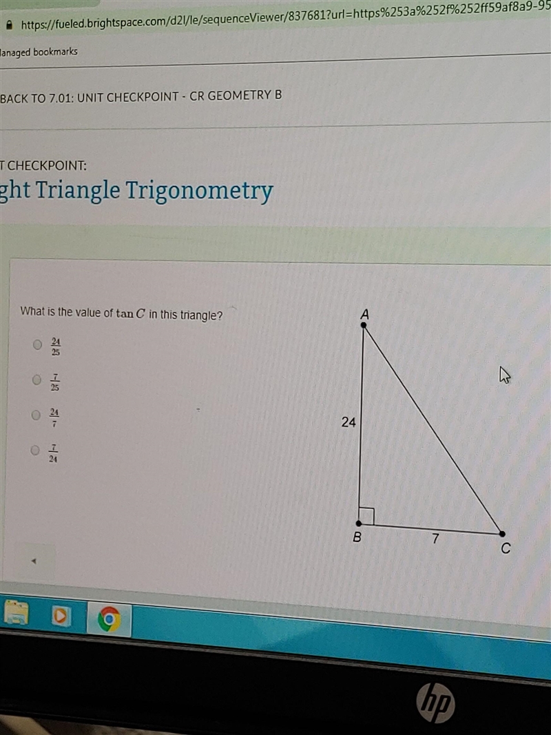 What is the value of tan C in this triangle?​-example-1