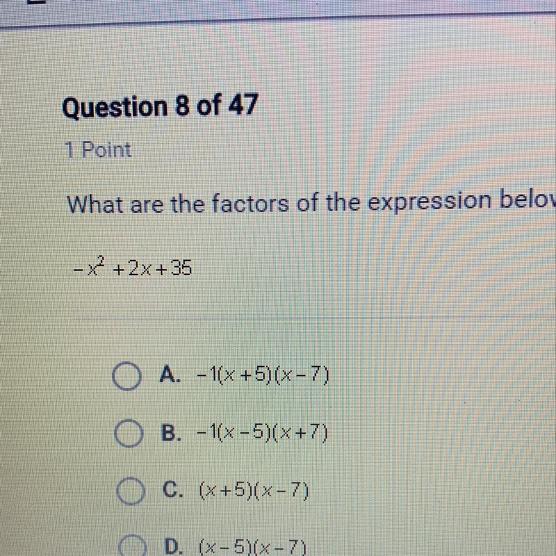 What are the factors of the expression below? -x+2x+35-example-1