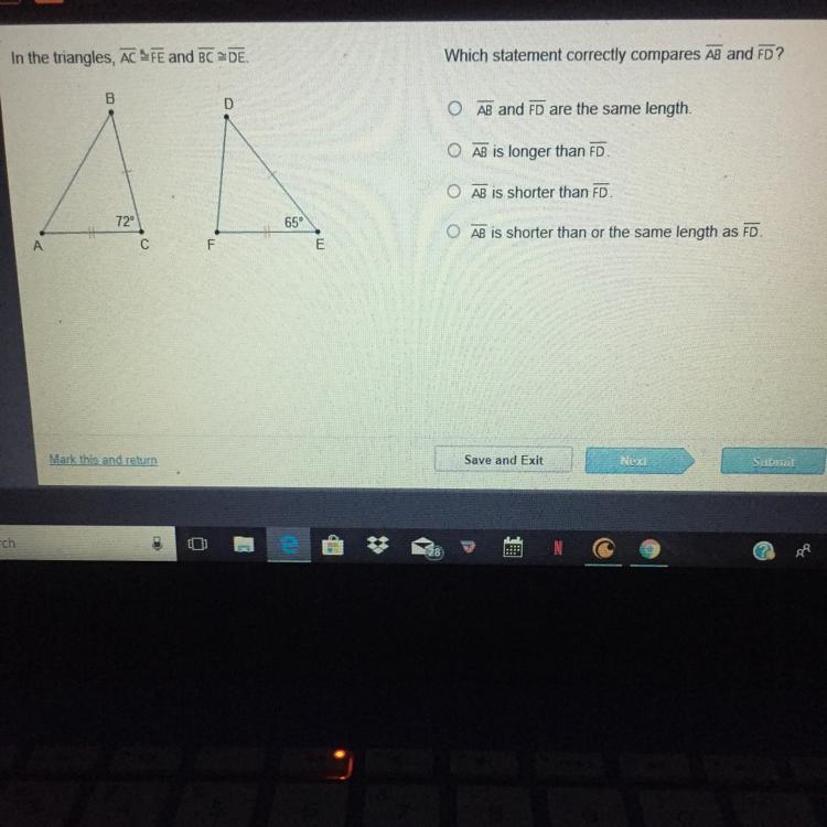 How do these triangles compare?-example-1