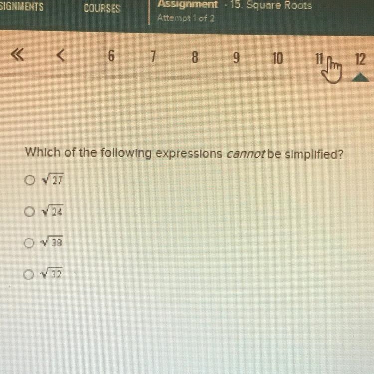 Which of the following cannot be simplified ?-example-1