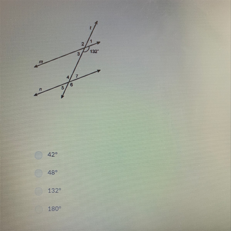 Lines m and n are parallel. What is the measure of angle 5 Pls help-example-1