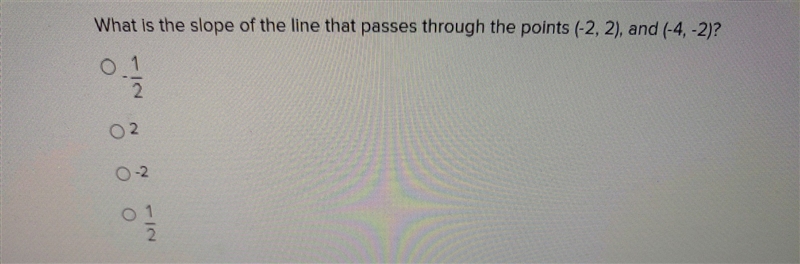 What is the slope of the line that passes through the points -2, 2, and -4, 2​-example-1