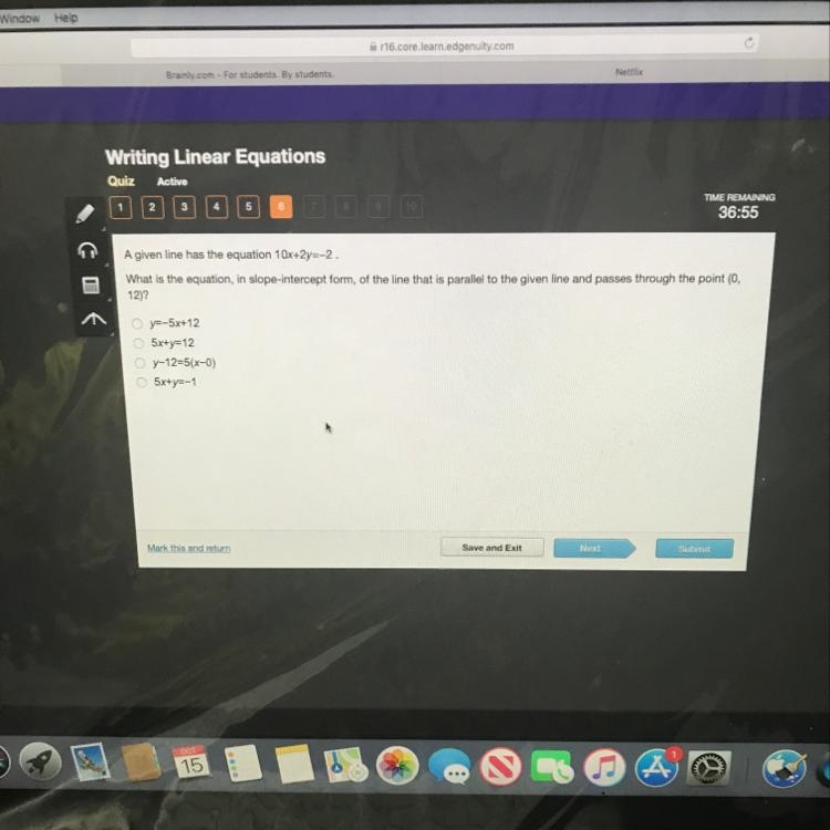 What is the equation, in slope-intercept form, of the line that is parallel to the-example-1