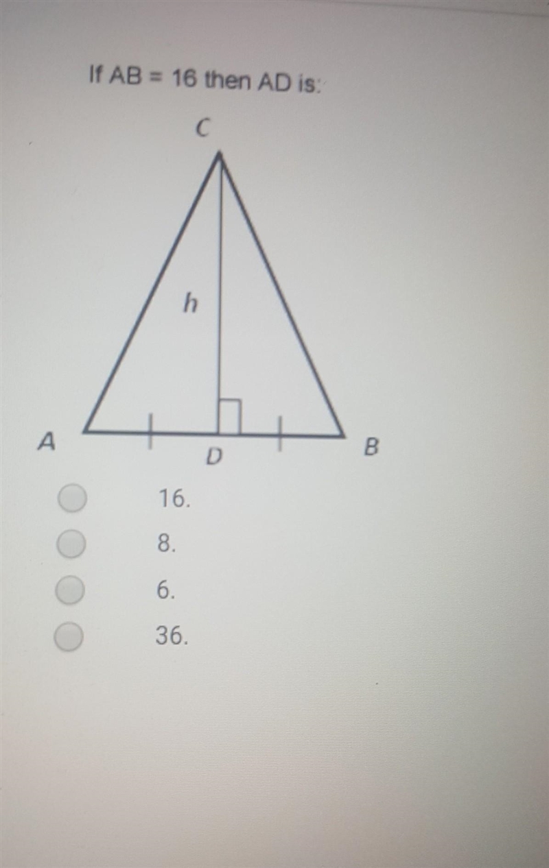 If AB=16 then AD is?​-example-1