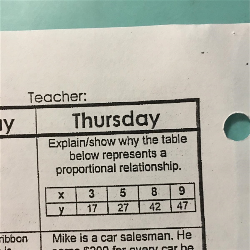 Explain/show why the table below represents a proportional relationship-example-1