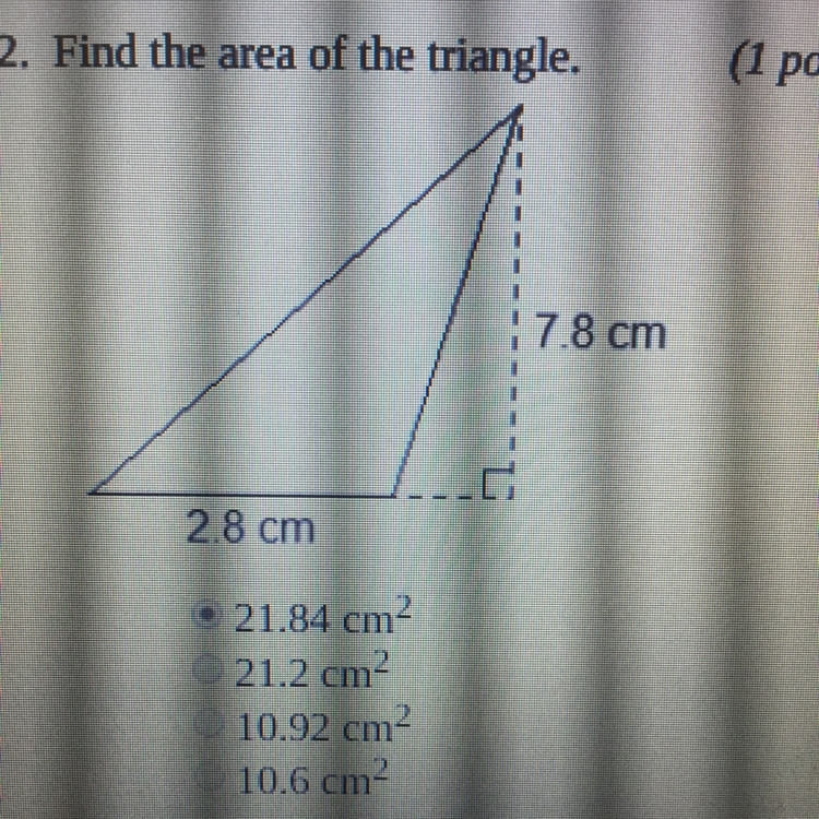 Find the area of the triangle, also am I correct???-example-1