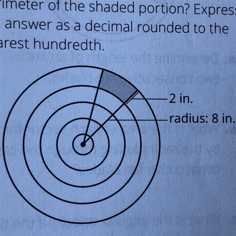 This design shows several circles with the same center. The total radius of the design-example-1