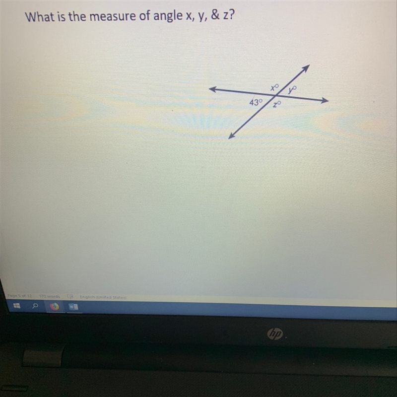 What is the measure of angle x,y,&,z?-example-1