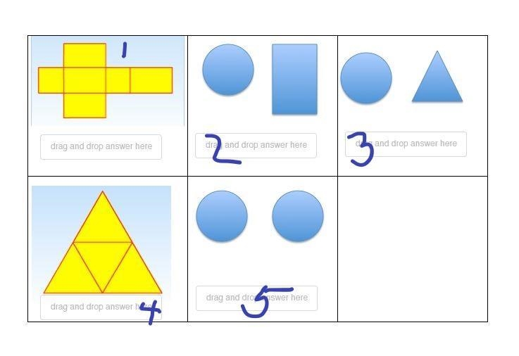 You are shown either nets or top and side view of three dimensional figures. Match-example-1