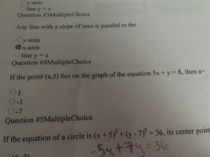 If the point (a,3) lies on the graph of the equation 5x + y = 8 then a =?-example-1