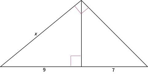 Solve for x. Answers available are. a.) 12.5 b.) 4√7 c.) 3√7 d.) 12-example-1