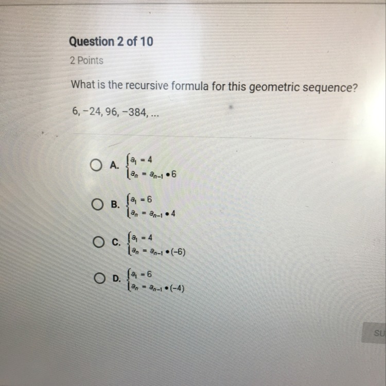 What is the recursive formula for this geometric sequence?-example-1