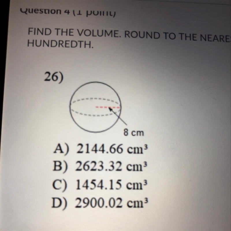 Find volume of sphere.than round it to nearest hundredths-example-1